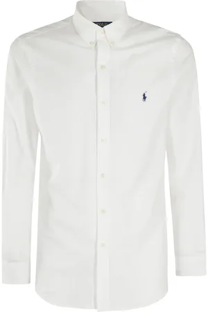 Ralph Lauren Skjorte, Herre, Hvid, 2XL, Bomuld, Hvid Stretch Bomuld Poplin Skjorte