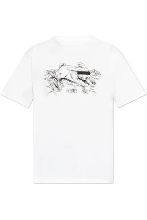 Maison Margiela Top, Herre, Hvid, L, Bomuld, Printed T-shirt
