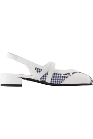 Carel Sko, Dame, Hvid, 38 EU, Læder, Ferskenfarvede hvide læder slingback sandaler