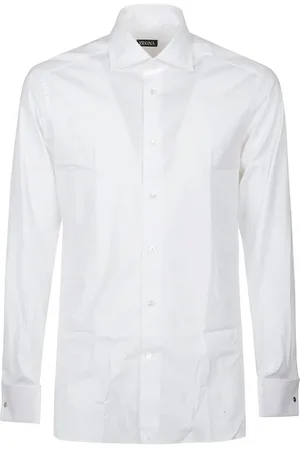 Ermenegildo Zegna Skjorte, Herre, Hvid, 3XL, Bomuld, Stretch Bomulds Langærmet Skjorte