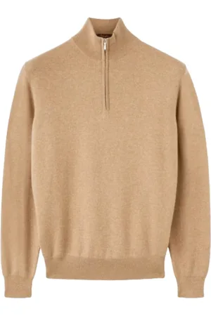 Loro Piana Strik, Herre, Brun, 3XL, Cashmere, Half-Zip Sweater