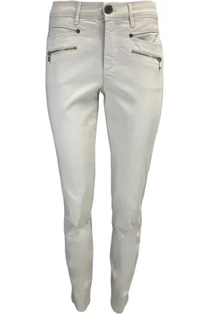 2-Biz Bukser, Dame, Hvid, XL, Bomuld, Slim-Fit Elegante og Komfortable Bukser
