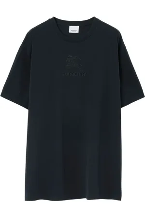 Burberry Top, Herre, Blå, M, Bomuld, EKD Bomulds T-shirt med Broderet Logo