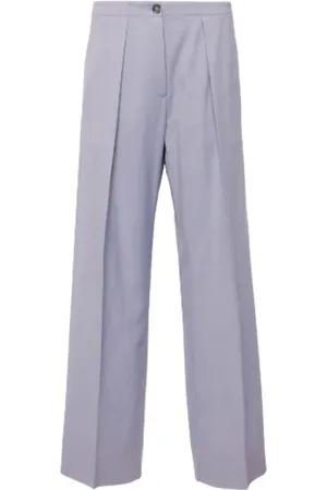 Acne Studios Bukser, Dame, Lilla, M, Uld, Højtaljede Bukser med Brede Ben