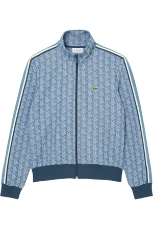 Lacoste Sweathshirts & Hoodies, Herre, Blå, M, Bomuld, Paris Zip-Up Jacquard Track Jacket