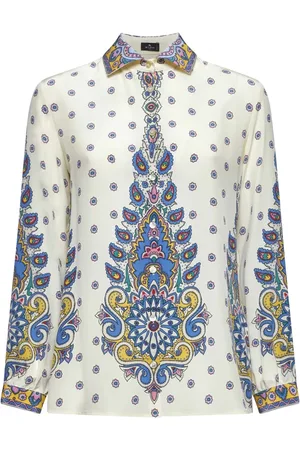 Etro Bluser & Skjorter, Dame, Flerfarvet, 2XS, Floral Paisley Silk Shirt