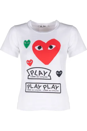 Comme des Garçons Top, Dame, Hvid, S, Bomuld, Women Multilogo and Heart Tee