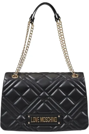 Moschino Taske, Dame, Sort, ONE SIZE, Uld, Sort skuldertaske med clips lukning