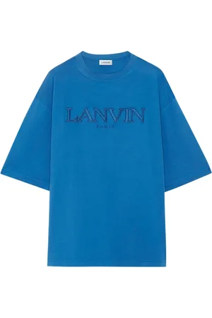 Lanvin Top, Herre, Blå, S, Bomuld, Broderet Oversize T-shirt Paris