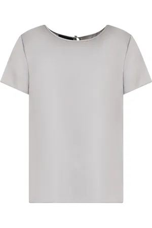 Emporio Armani Bluser & Skjorter, Dame, , XL, Satin, Silke Satin Bluse med Rund Hals