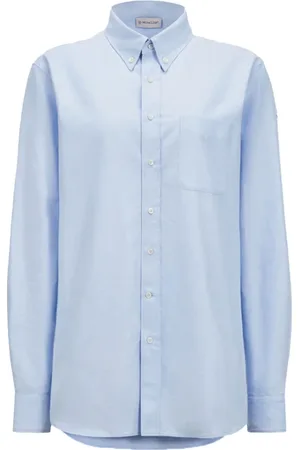Moncler Bluser & Skjorter, Dame, Blå, S, Bomuld, Klassisk Blå Oxford Skjorte