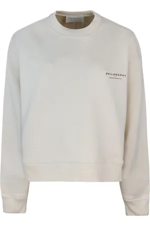 Serafini Sweathshirts & Hoodies, Dame, Hvid, M, Bomuld, Hvid Sweater med Ribkant og Manchetter