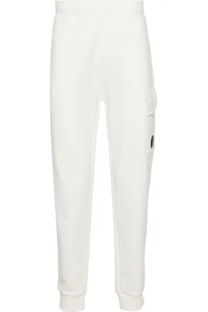 C.P. Company Bukser, Herre, Hvid, S, Bomuld, Bomulds joggingbukser med linse detalje