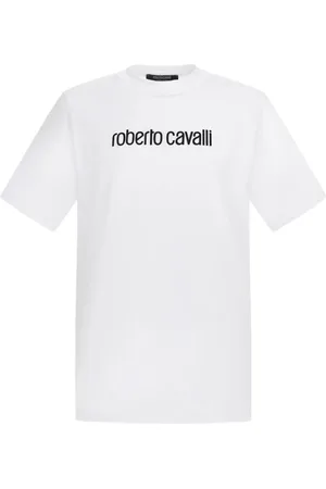 Roberto Cavalli Top, Herre, Hvid, S, Bomuld, Logo T-shirt Hvid Made in Italy