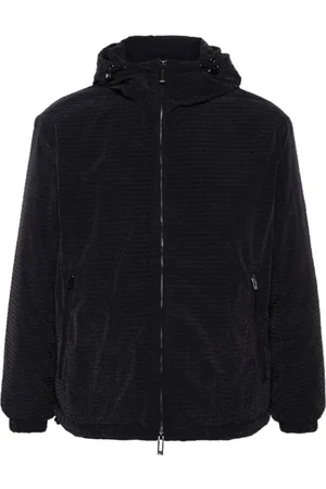Emporio Armani Jakke, Herre, Blå, XL, Uld, Navy Logo Blouson Jakke med Hætte