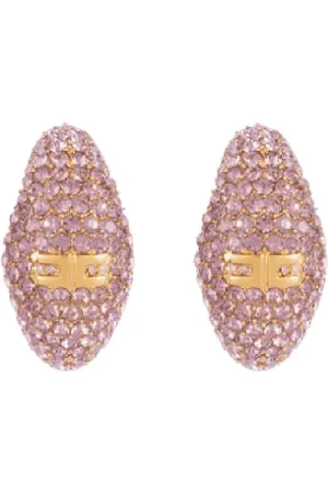 Elisabetta Franchi Tilbehør, Dame, Lilla, ONE SIZE, Halvmåne Kvarts Øreringe