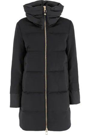 Duno Frakke, Dame, Sort, XL, Uld, Quiltet jakke i to materialer med stående krave