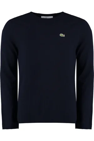 Comme des Garçons Strik, Herre, Blå, L, Uld, Uldsweater med logo patch