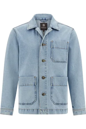 Boggi Milano Jakke, Herre, Blå, L, Bomuld, Work Shirt Jacket i bomuldsdenim
