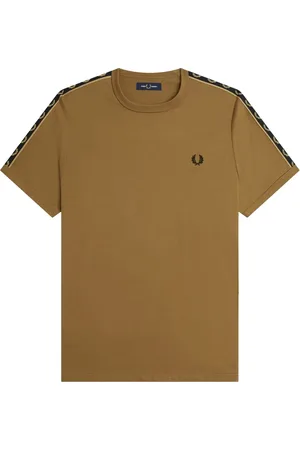 Fred Perry Top, Herre, Brun, M, Bomuld, Autentisk Ringer T-shirt med Laurbærkrans-ærmer