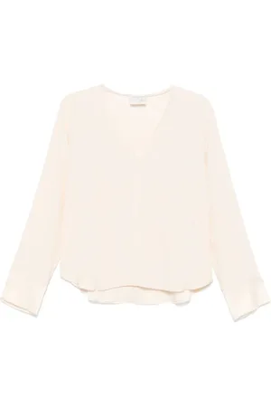 FORTE FORTE Bluser & Skjorter, Dame, , L, Satin, Elfenbensfarvet satinlangærmet top