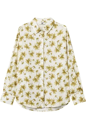 Twin-Set Bluser & Skjorter, Dame, Flerfarvet, XS, Uld, Hvid Palm Tree Print Skjorte