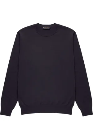 Brooks Brothers Strik, Herre, Blå, XL, Bomuld, Makò Bomuldssweater