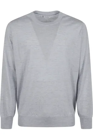 Brunello Cucinelli Strik, Herre, Blå, L, Cashmere, Blå sweater – sofistikeret og komfortabel stil