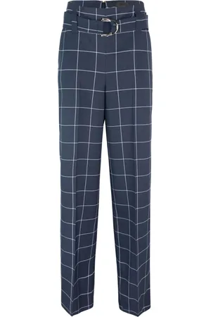 Liu Jo Bukser, Dame, Blå, XS, Polyester, Højtaljede ternede bukser
