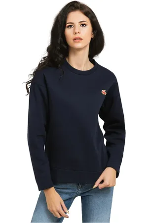 Lacoste Strik, Dame, Blå, L, Bomuld, Bomulds Sweatshirt Klassisk Stil
