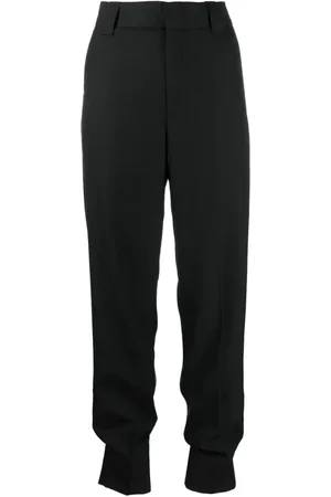 Ganni Bukser, Dame, Sort, L, Polyester, Sort formelle bukser med høj manchet