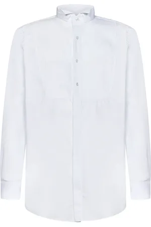 LARDINI Skjorte, Herre, Hvid, 4XL, Bomuld, Bomuldsskjorte med blomsterknapper