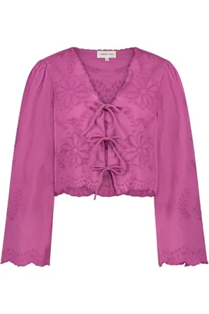Fabienne Chapot Bluser & Skjorter, Dame, Lyserød, L, Bomuld, Floral Embroidered LS Top