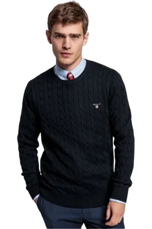 GANT Strik, Herre, Blå, 2XL, Bomuld, Twisted Bomuldssweater