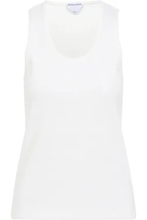 Bottega Veneta Top, Dame, Hvid, S, Bomuld, Tanktop i Kridt