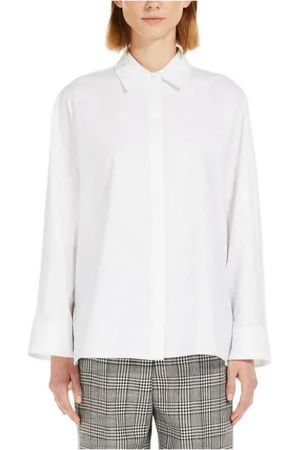 Max Mara Bluser & Skjorter, Dame, Hvid, XL, Bomuld, Hvid Oxford Bomulds Skjorte med Flared Pasform