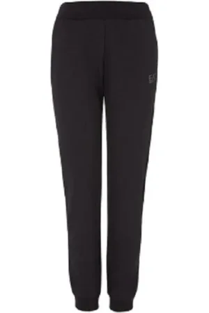 EA7 Bukser, Dame, Sort, M, Bomuld, Dame Sweatpants med Front Logo