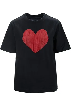 Dsquared2 Top, Dame, Sort, 2XS, Bomuld, Red Heart Print Bomulds T-shirt