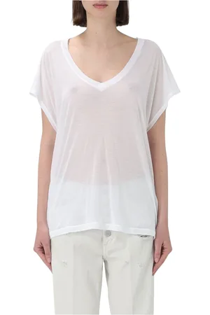 Dondup Top, Dame, Hvid, XS, V-formet modal T-shirt