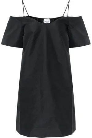 Ganni Kjole, Dame, Sort, S, Polyester, Mini Taffeta Kjole