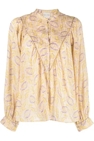 FORTE FORTE Bluser & Skjorter, Dame, Gul, M, Bomuld, Lunar Print Casual Bluse