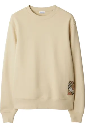 Burberry Sweathshirts & Hoodies, Herre, , M, Bomuld, Check-mønstret sweater med rund hals