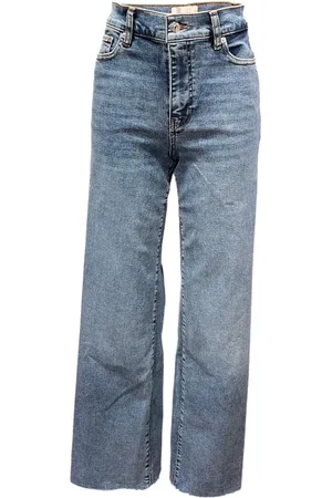Frame Jeans, Dame, Blå, W28, Bomuld, Lyseblå højtaljede straight ankel jeans Le Jane