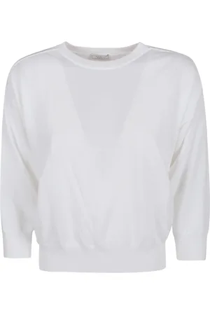 PESERICO SIGN Strik, Dame, Hvid, XS, Bomuld, Hvid Sweater til Kvinder Casual Stil