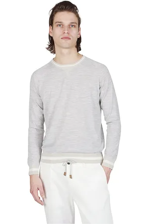 ELEVENTY Strik, Herre, Grå, XL, Uld, Uld Crew Neck Sweater
