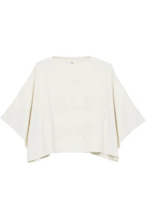 Chloé Top, Dame, Hvid, S, Bomuld, Textured Logo T-shirt