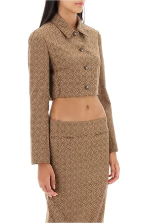 Marine Serre Jakke, Dame, , M, Uld, Moon Diamant Cropped Jakke