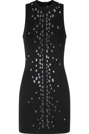 DAVID KOMA Kjole, Dame, Sort, 2XS, Polyester, Glitrende Rhinestone Mini Kjole