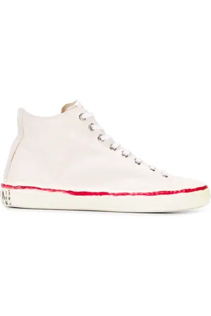 Marni Sko, Herre, Hvid, 43 EU, Læder, Bold Logo High-Top Sneakers