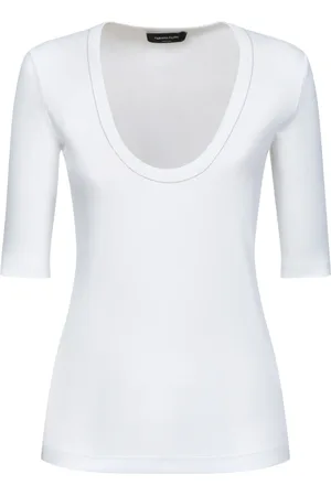 Fabiana Filippi Top, Dame, Hvid, M, Bomuld, Deep V-udskæring T-shirt